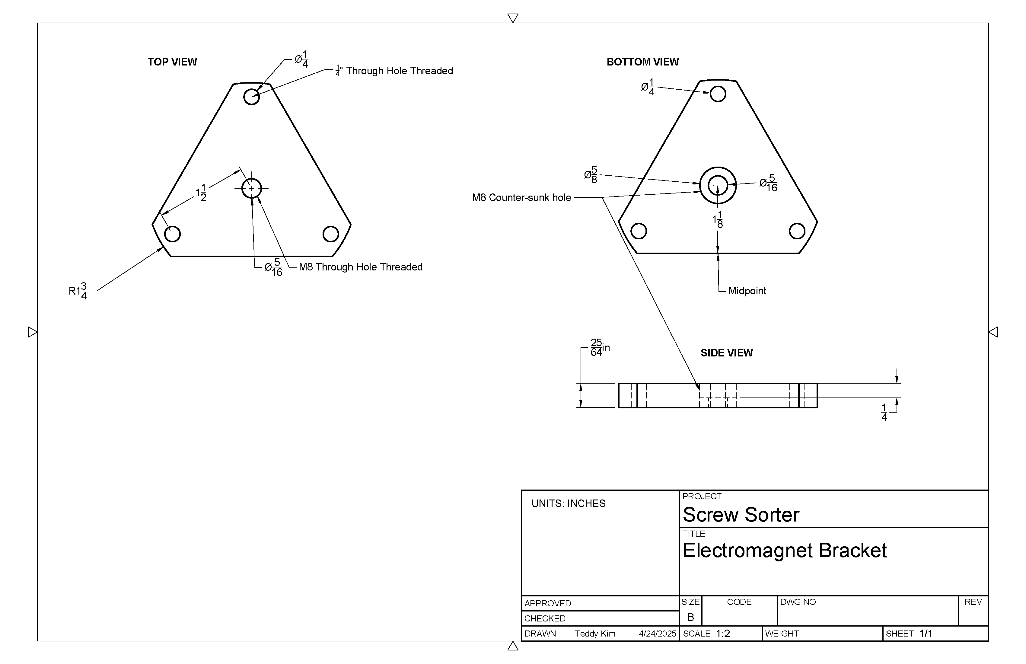 Electromagnet holder engineering drawing